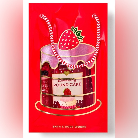 🆕🍓 BATH & BODY WORKS “STRAWBERRY POUND CAKE” LIMITED EDITION GIFT SET. BRAND NEW - Picture 2 of 9